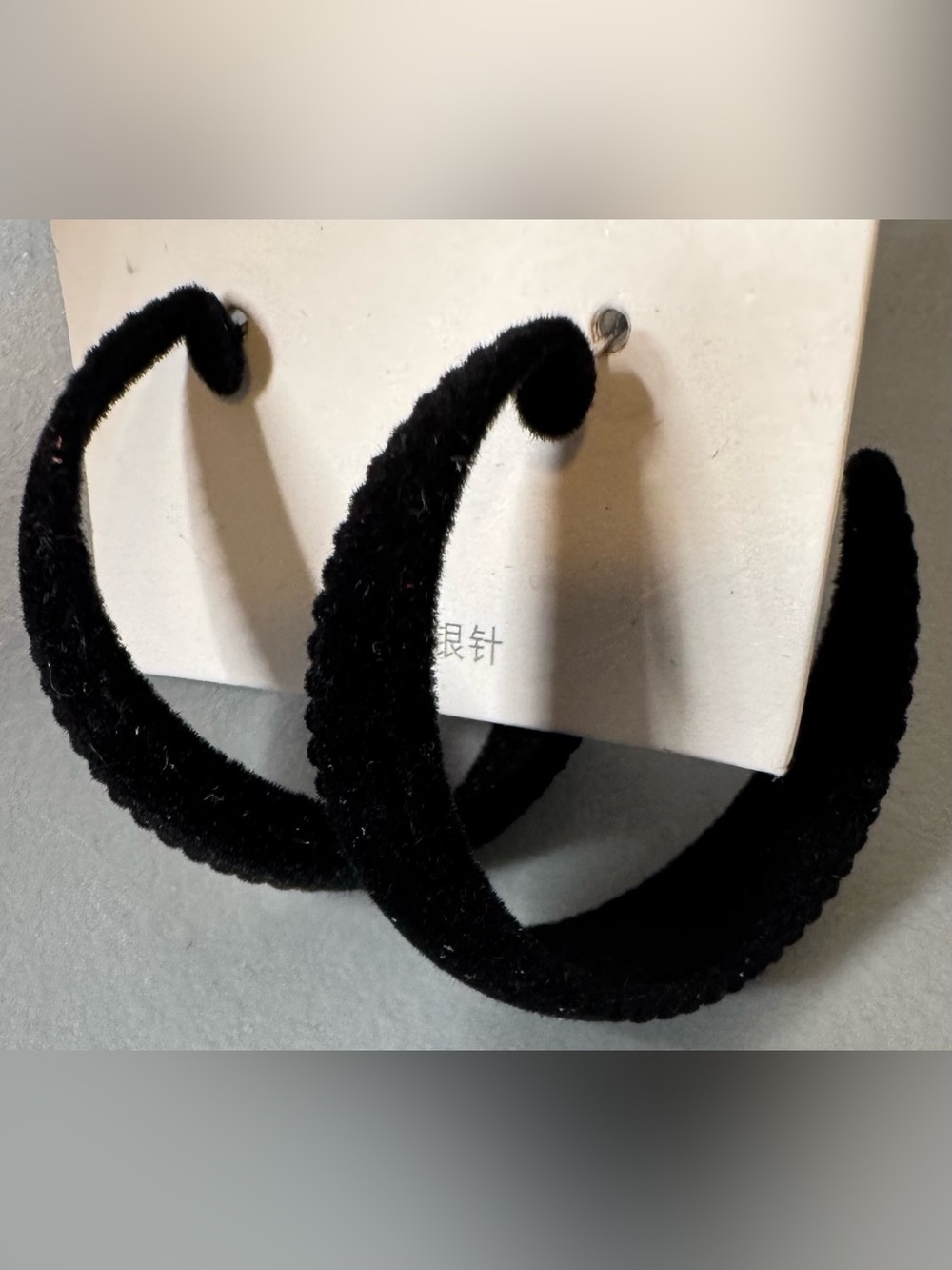 Black velvet Fuzzy Hoop Earrings fall winter chic statement earrings
